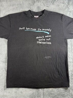 Vintage 90s Hallmark Shoebox Greetings Funny Joke Moody Irritating T-shirt Men L